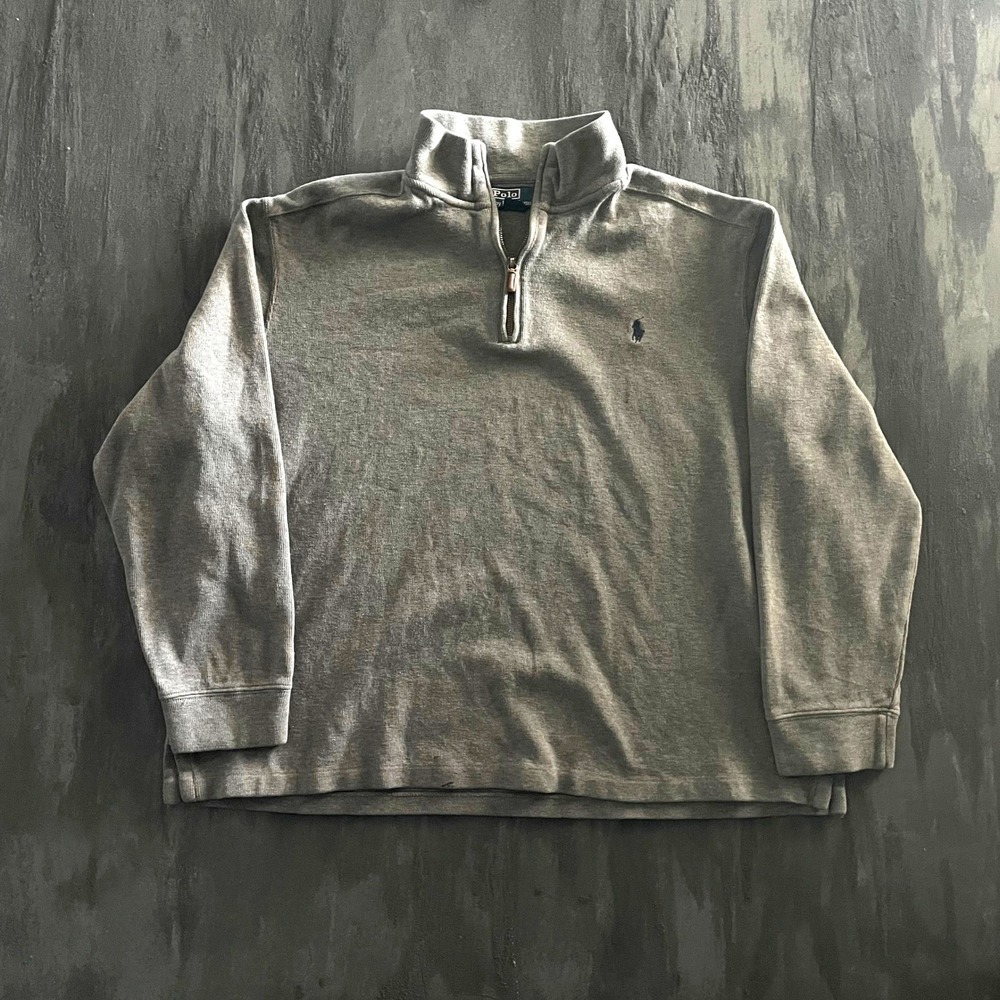 Vintage Polo Ralph Lauren 1/4 Zip sweatshirt Mens XL Grey 90s